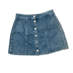 Brandy Melville Snap Front Denim Skirt Size 27 Jean Mini Skirt